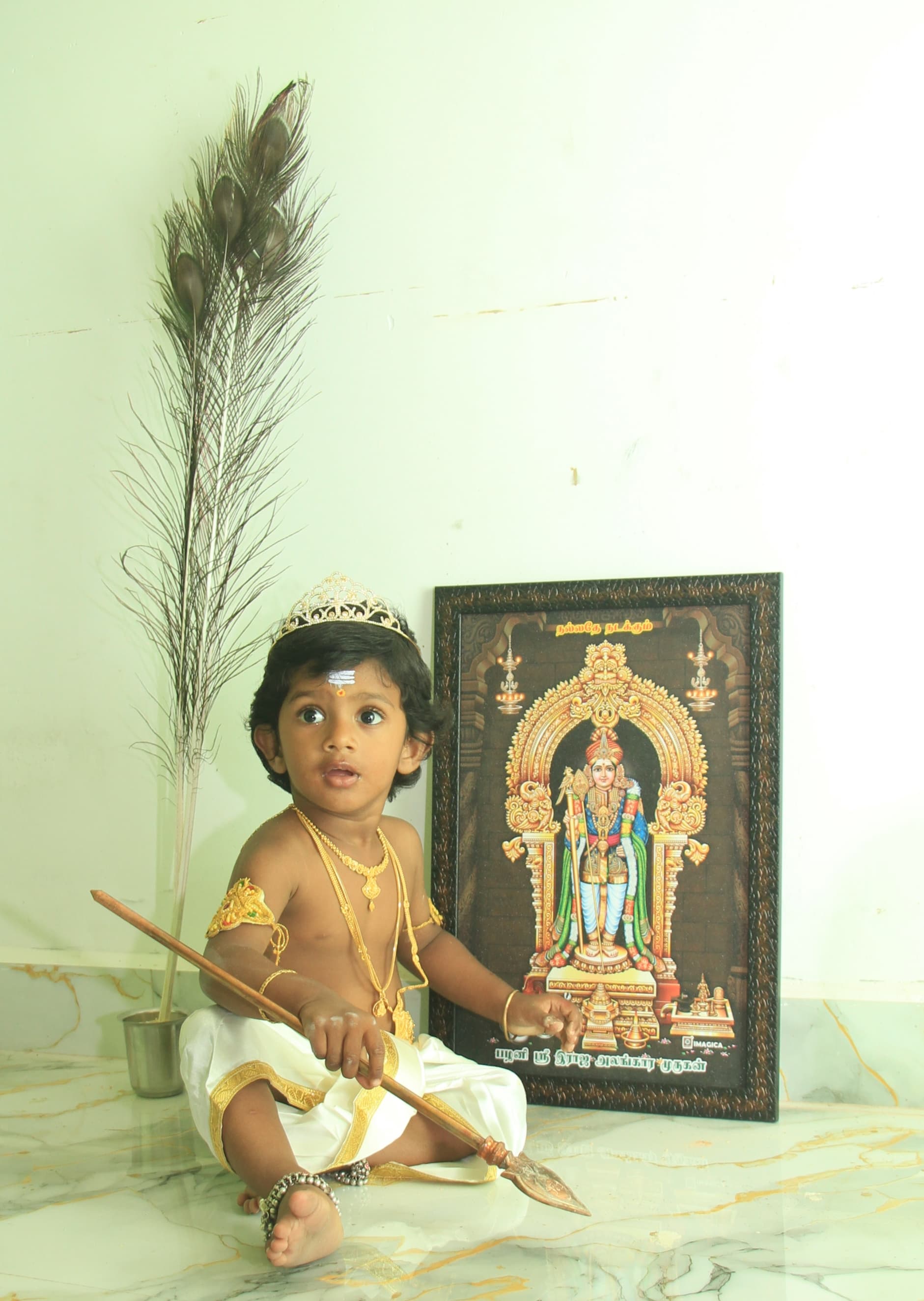 Baby in a cute basket for a professional photoshoot